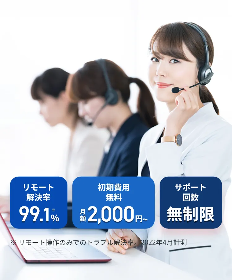 オフィスのITトラブルを案内するサポート担当者